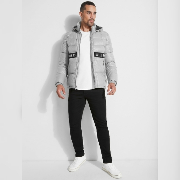 GUESS Challenger Logo Tape Puffer Jacket SZ XL - Picture 5 of 8